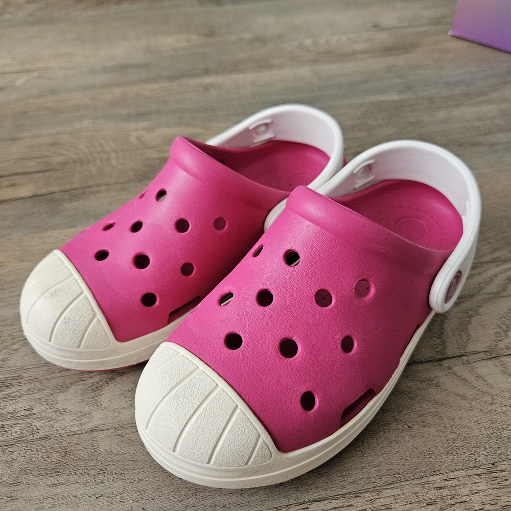 Kids Pink Clogs with White Strap